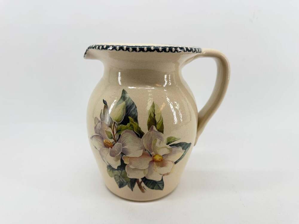 Vintage Home & Garden Party Magnolia Ceramic Pitcher 1999 USA Handmade 3.60 lb